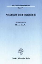 Cover von Abfallrecht und Föderalismus.