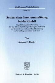Cover von System einer Insolvenzauslösung bei der GmbH.