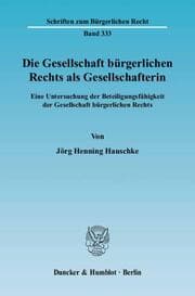 Cover von Die Gesellschaft bürgerlichen Rechts als Gesellschafterin