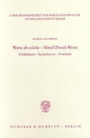 Cover von Werte als solche - Mittel-Zweck-Werte.