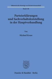 Cover von Parteierklärungen und Sachverhaltsfeststellung in der Hauptverhandlung.