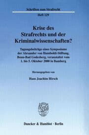 Cover von Krise des Strafrechts und der Kriminalwissenschaften?