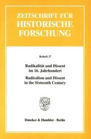 Cover von Radikalität und Dissent im 16. Jahrhundert - Radicalism and Dissent in the Sixteenth Century.