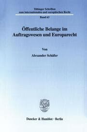 Cover von Öffentliche Belange im Auftragswesen und Europarecht.