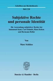 Cover von Subjektive Rechte und personale Identität.