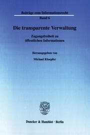 Cover von Die transparente Verwaltung.
