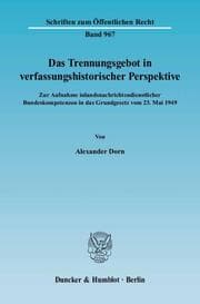 Cover von Das Trennungsgebot in verfassungshistorischer Perspektive.