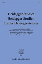 Cover von Heidegger Studies - Heidegger Studien - Etudes Heideggeriennes.