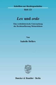 Cover von 'Lex' und 'ordo'.