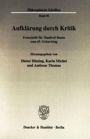 Cover von Aufklärung durch Kritik.