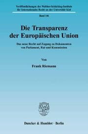 Cover von Die Transparenz der Europäischen Union