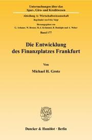 Cover von Die Entwicklung des Finanzplatzes Frankfurt