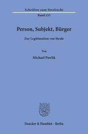 Cover von Person, Subjekt, Bürger