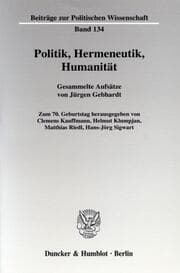 Cover von Politik, Hermeneutik, Humanität.