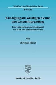 Cover von Kündigung aus wichtigem Grund und Geschäftsgrundlage