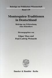 Cover von Montesquieu-Traditionen in Deutschland.