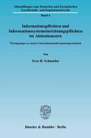 Cover von Informationspflichten und Informationssystemeinrichtungspflichten im Aktienkonzern.