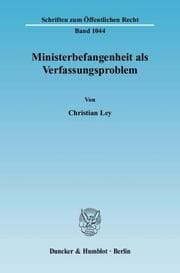 Cover von Ministerbefangenheit als Verfassungsproblem