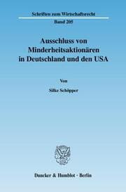 Cover von Ausschluss von Minderheitsaktionären in Deutschland und den USA.