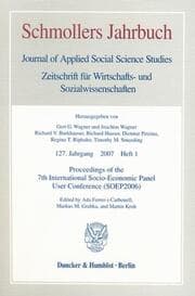 Cover von Proceedings of the 7th International Socio-Economic Panel User Conference (SOEP2006).