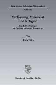 Cover von Verfassung, Volksgeist und Religion