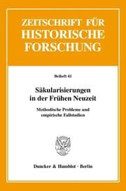 Cover von Säkularisierungen in der Frühen Neuzeit