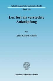 Cover von Lex fori als versteckte Anknüpfung
