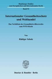 Cover von Internationaler Gesundheitsschutz und Welthandel