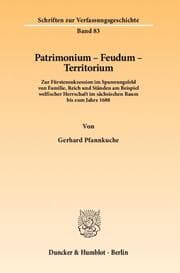 Cover von Patrimonium, Feudum, Territorium