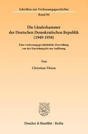 Cover von Die Länderkammer der Deutschen Demokratischen Republik (1949-1958)