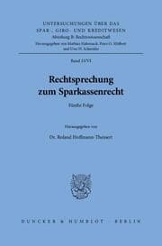 Cover von Rechtsprechung zum Sparkassenrecht.