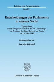 Cover von Entscheidungen des Parlaments in eigener Sache.