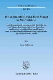 Cover von Personenidentifizierung durch Zeugen im Strafverfahren