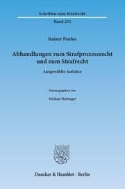 Cover von Abhandlungen zum Strafprozessrecht und zum Strafrecht.