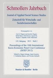 Cover von Proceedings of the 10th International Socio-Economic Panel User Conference (SOEP 2012).