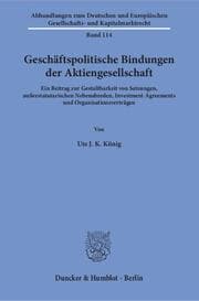 Cover von Geschäftspolitische Bindungen der Aktiengesellschaft.