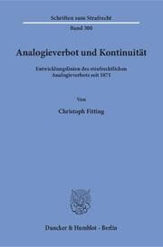 Cover von Analogieverbot und Kontinuität.