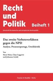 Cover von Das zweite Verbotsverfahren gegen die NPD.