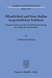 Cover von Öffentlichkeit und Neue Medien im gerichtlichen Verfahren.