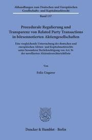 Cover von Prozedurale Regulierung und Transparenz von Related Party Transactions in börsennotierten Aktiengesellschaften.