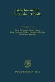 Cover von Gedächtnisschrift für Herbert Tröndle.