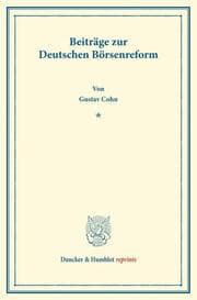 Cover von Beiträge zur Deutschen Börsenreform.