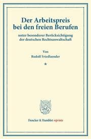 Cover von Der Arbeitspreis bei den freien Berufen