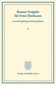 Cover von Bonner Festgabe für Ernst Zitelmann