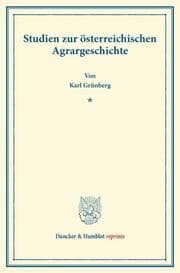 Cover von Studien zur österreichischen Agrargeschichte.