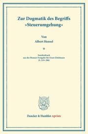 Cover von Zur Dogmatik des Begriffs 'Steuerumgehung'.