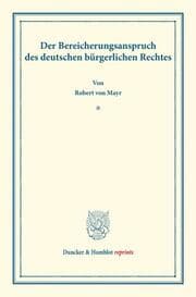 Cover von Der Bereicherungsanspruch
