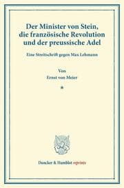 Cover von Der Minister von Stein, die französische Revolution und der preussische Adel.