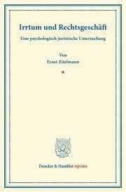Cover von Irrtum und Rechtsgeschäft.