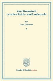 Cover von Zum Grenzstreit zwischen Reichs- und Landesrecht.